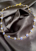 Load image into Gallery viewer, 18k Evil Eye Chain Link Necklace
