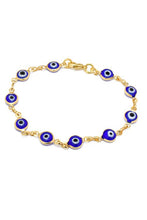 Load image into Gallery viewer, 18k Evil Eye Chain Link Bracelet
