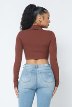 Load image into Gallery viewer, Babydoll Cropped Turtleneck in Cocoa

