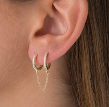 Load image into Gallery viewer, Double Post Hoop Huggies in Gold
