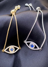 Load image into Gallery viewer, Evil Eye Pull Tie Bracelet
