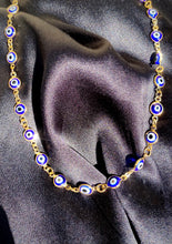 Load image into Gallery viewer, 18k Evil Eye Chain Link Necklace
