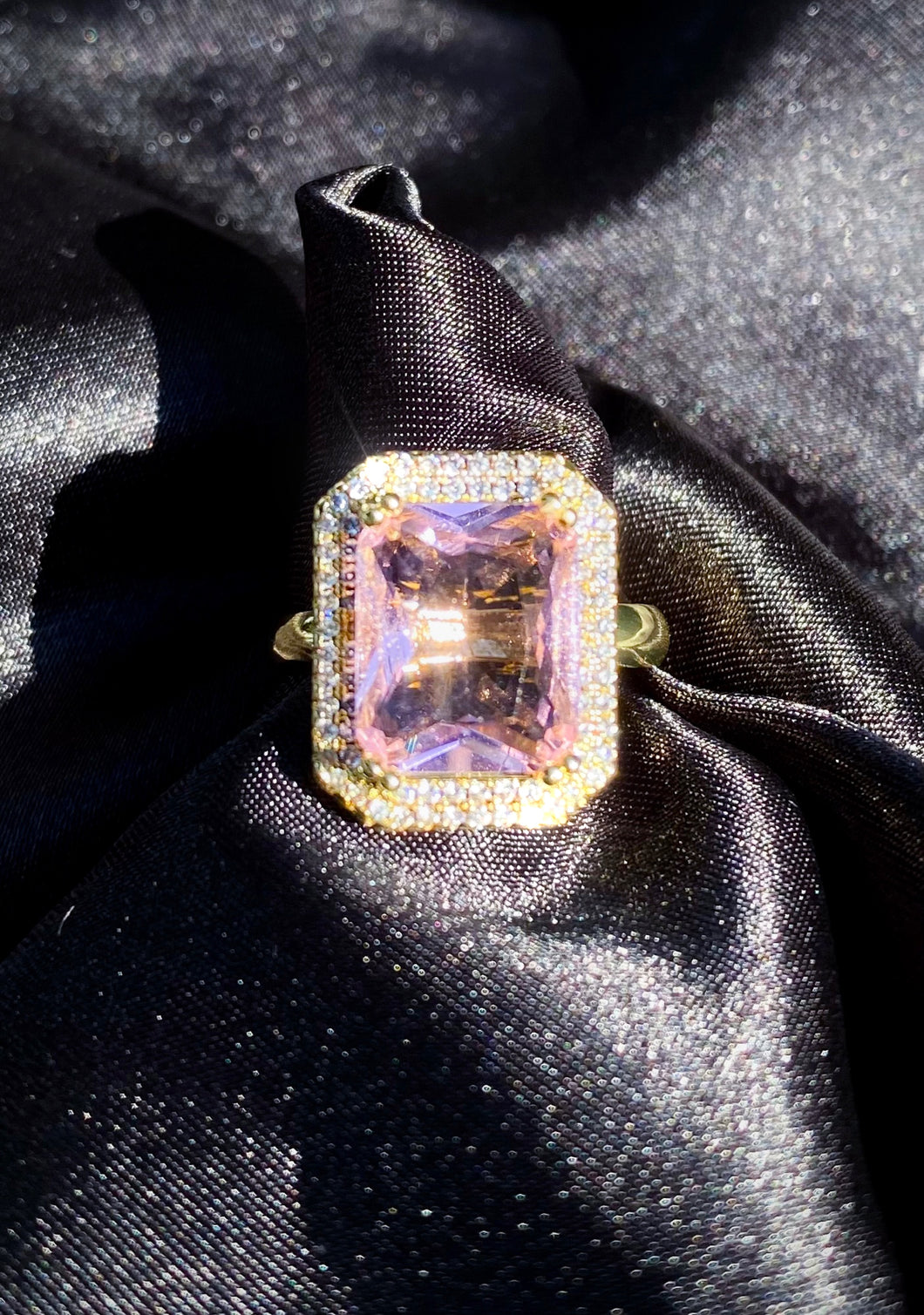 Pink Baguette Princess Ring