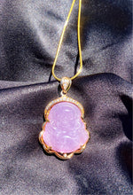 Load image into Gallery viewer, Lavender Jade Buddha Necklace in Gold
