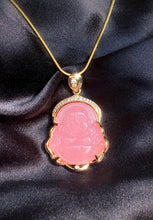 Load image into Gallery viewer, Pink Jade Buddha Necklace in Gold

