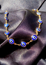 Load image into Gallery viewer, 18k Evil Eye Chain Link Anklet
