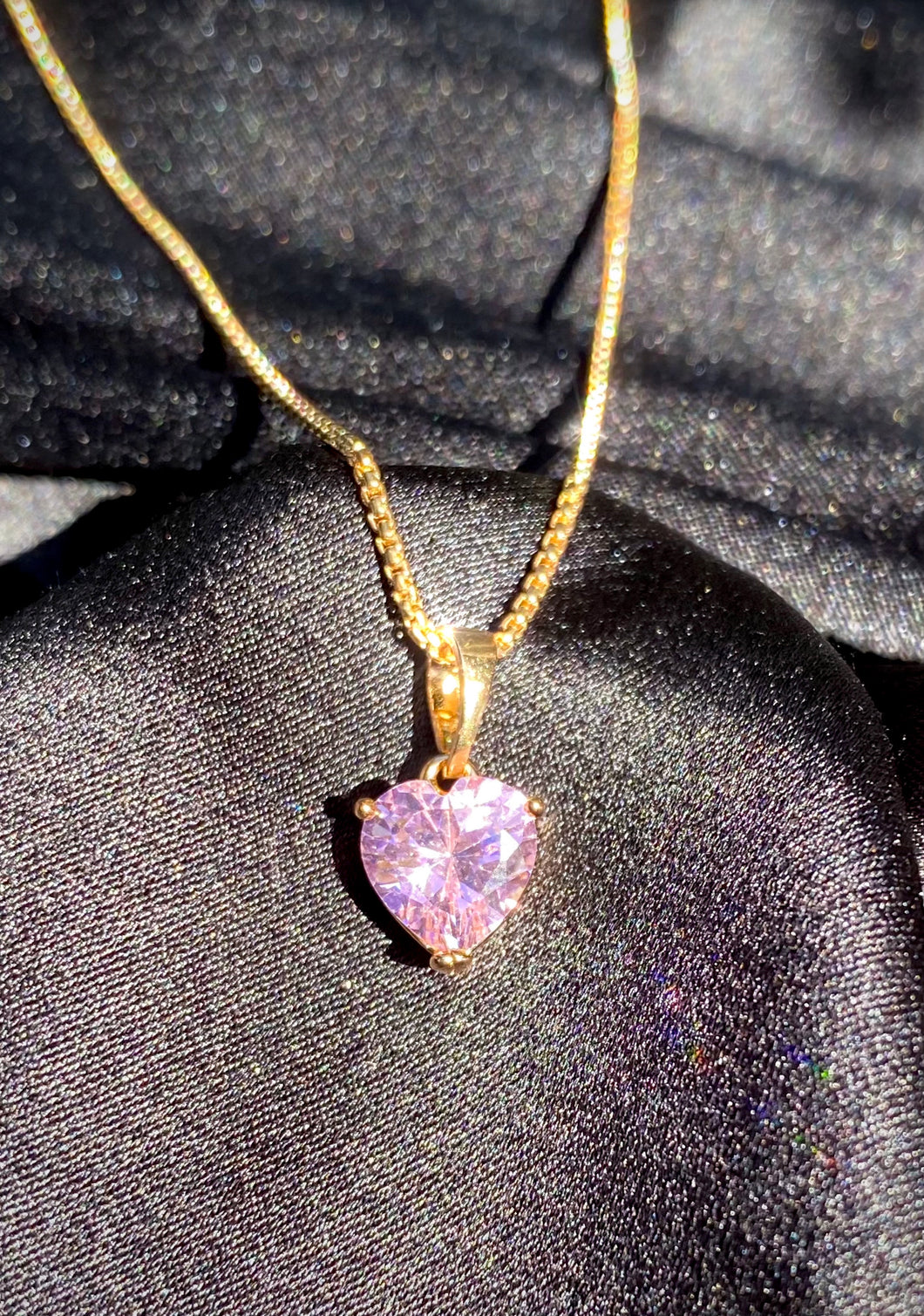 Pink Gem Heart Necklace